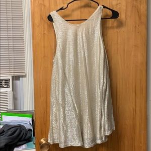 Silver shiny dress with back tie detail